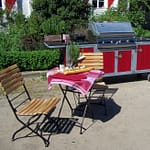 Outdoor Küche Iron mit Gas-Grill, Kochfeld, Spülbecken aus Edelstahl und Granit Arbeitsplatte