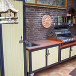 Outdoor Küchen Iron Gelb mit Grill und Kochfeld, zweitilig mit Beistellschrank